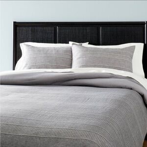 Hearth & Hand - King 3pc Pickstich Stripe Comforter Bedding Set Gray